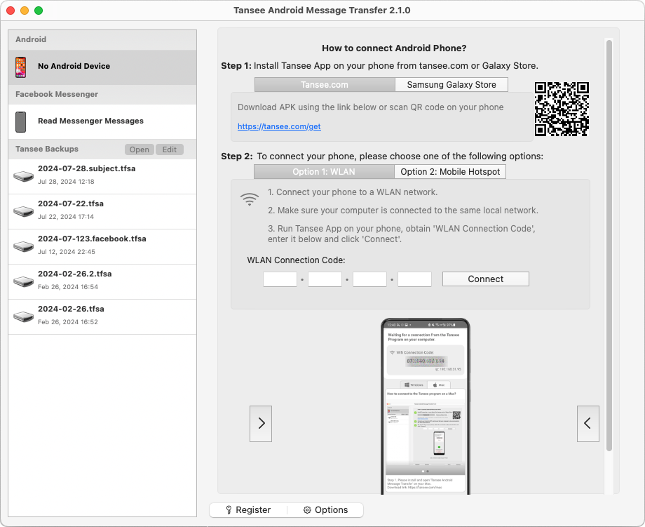 Android 휴대폰의 SMS, MMS, RCS 메시지 및 WhatsApp 메시지를 Mac으로 복사하세요.