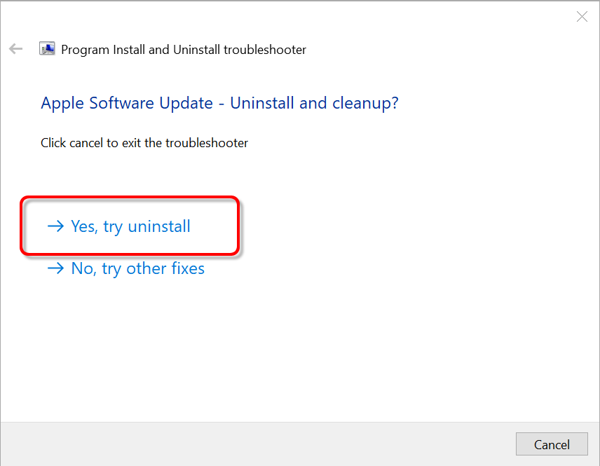 프로그램을 사용하세요 'Microsoft Program Install and Uninstall Troubleshooter'.